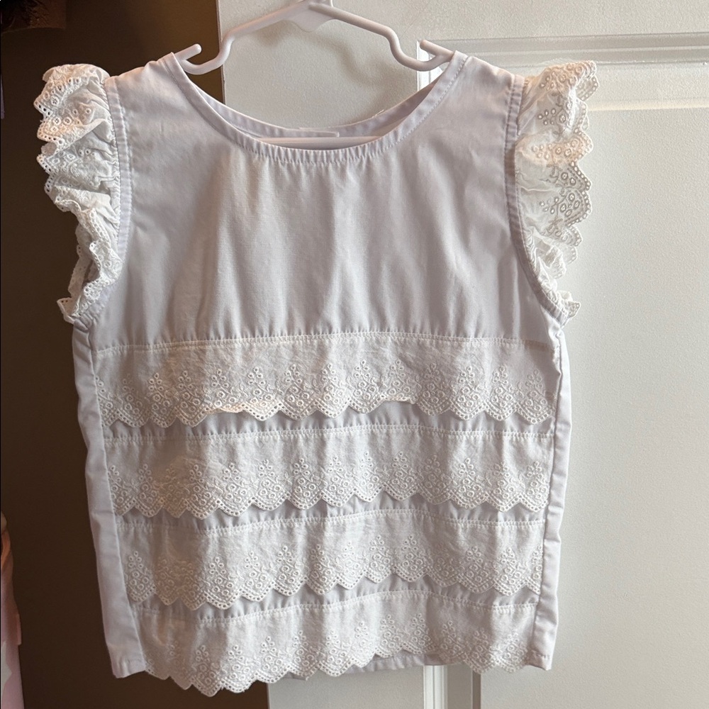 The Beaufort Bonnet Company White Eyelet Ruffle Blouse